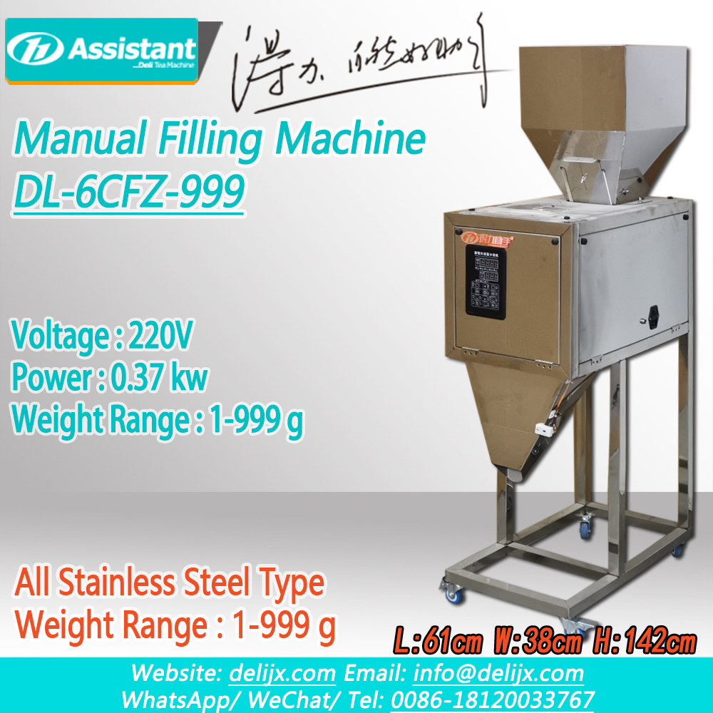 China Manual Type Tea Pouch Bag Filler Filling Machine DL-6CFZ-999 manufacturer
